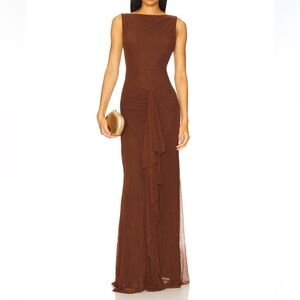 REVOLVE Ellie Maxi Dress| Lovers And Friends, Elegant Brown Ruched